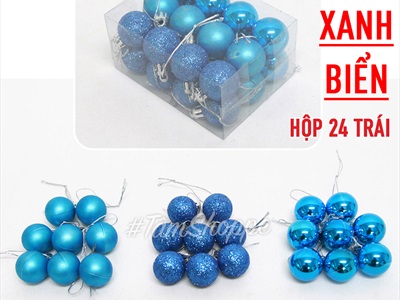 Hộp vuông 24 trái châu Noel 3 kiểu ĐK3cm TRAICHAU-25